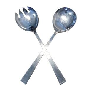 Vtg Stainless Steel Salad Servers Fork Spoon‎ Serving Set Utensils Made in Japan